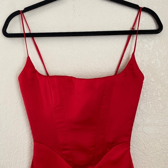 House of CB Anais Satin Corset Dress Red scarlet Size S midi NWOT - Picture 9 of 12